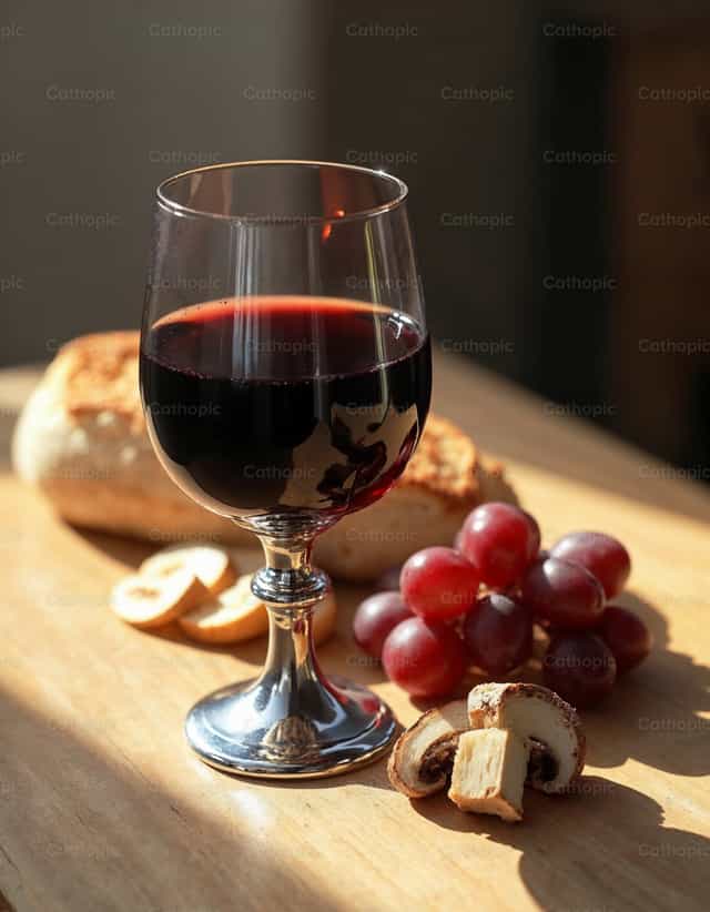 Pag-iimbak ng Alak at Pagkain - Mga Catholic stock image