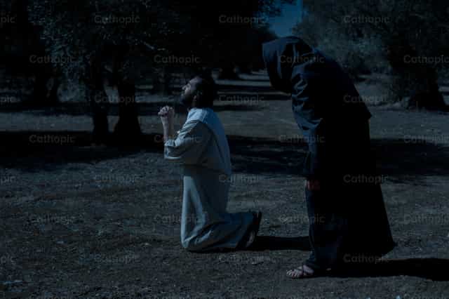 Nakaluhod na nananalangin si Jesus sa Ama - Mga Catholic stock image