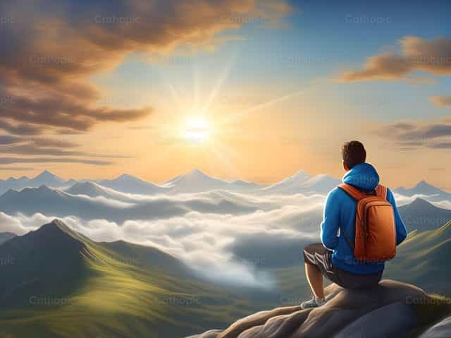 Joven mirando el horizonte - Banco de imágenes católicas