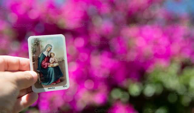 Estampita de Santa Ana con la Virgen María - Banco de imágenes católicas