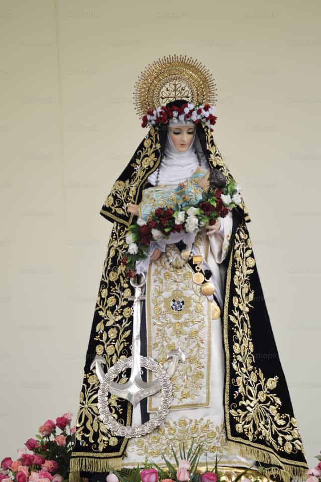 Santa Rosa de Lima com o Menino - Imagens católicas de stock