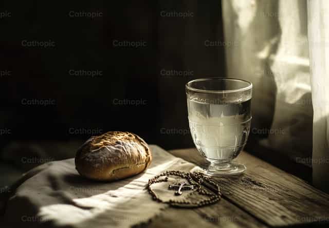 Quaresima, digiuno con pane, acqua e rosario - Immagini stock cattoliche - Foto di Antonio Gravante