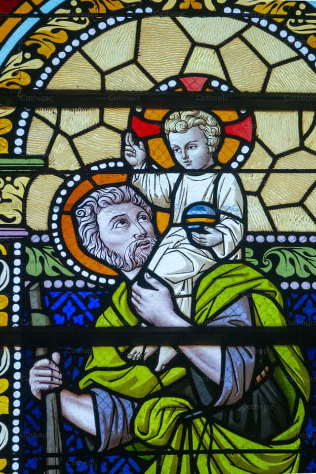 Si San Cristobal na karga ang Batang Hesus - Mga Catholic stock image