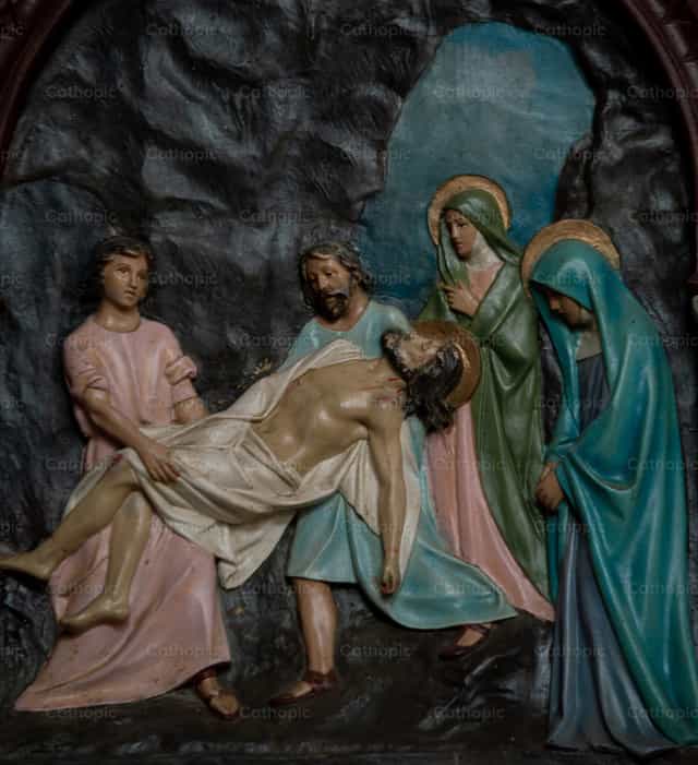 Gesù è sepolto - Immagini stock cattoliche