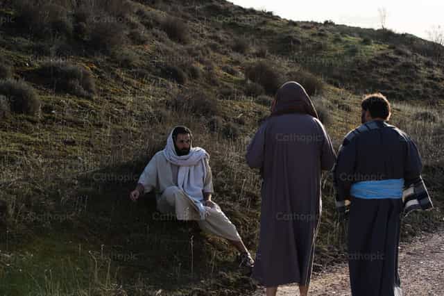 Jesus und die Jünger von Emmaus - Katholische Stockfotos