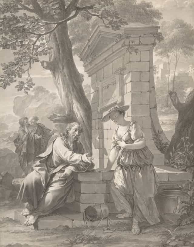 Christus und die Frau von Samaria - Katholische Stockfotos - Foto von Restored Christian Art