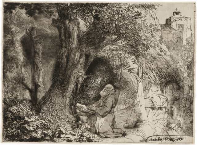 Saint François sous un arbre en prière - Images catholiques de stock - Photo de Restored Christian Art