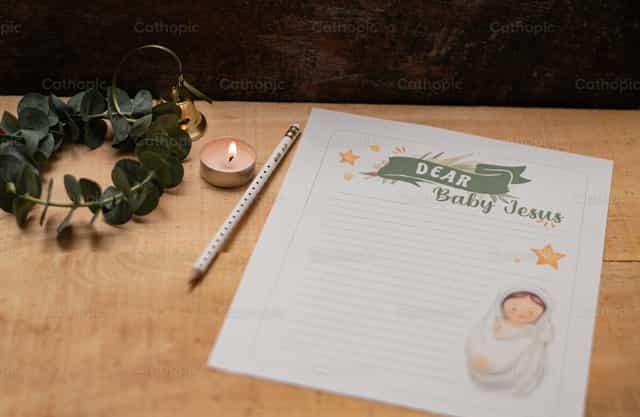 Brief aan de baby Jezus - Katholieke stockfoto's - Foto door Carolina BR