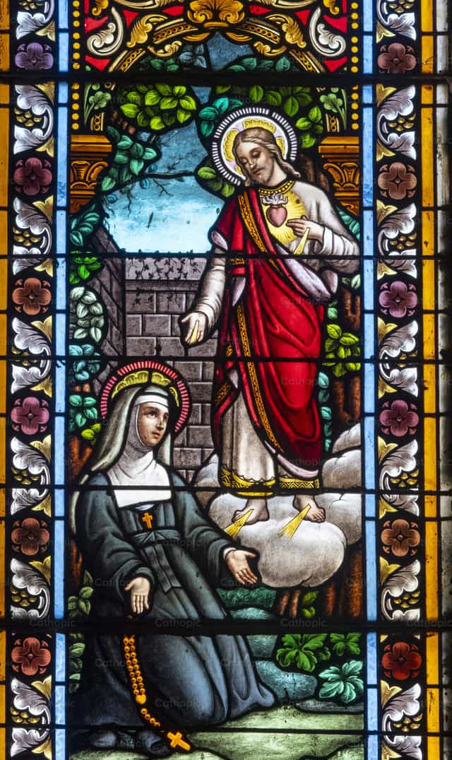 Vision of Sacred Heart to Saint Margaret Mary Alacoque - Catholic stock images - Photo by Joan Sutter
