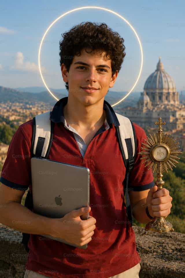 Heiliger Carlo Acutis: digitaler Evangelisator - Katholische Stockfotos - Foto von Irene Maciá Doménech