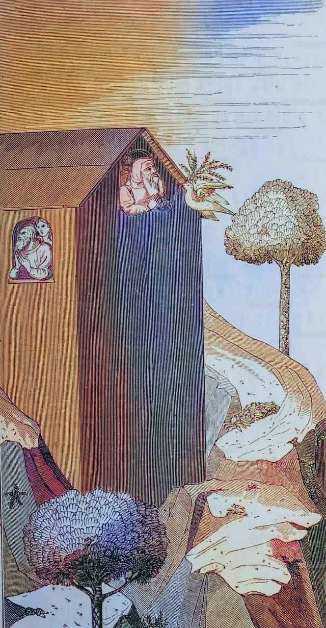 Vintage na ilustrasyon ni Noe at ng kalapati - Mga Catholic stock image - Larawan ni Bible and Art
