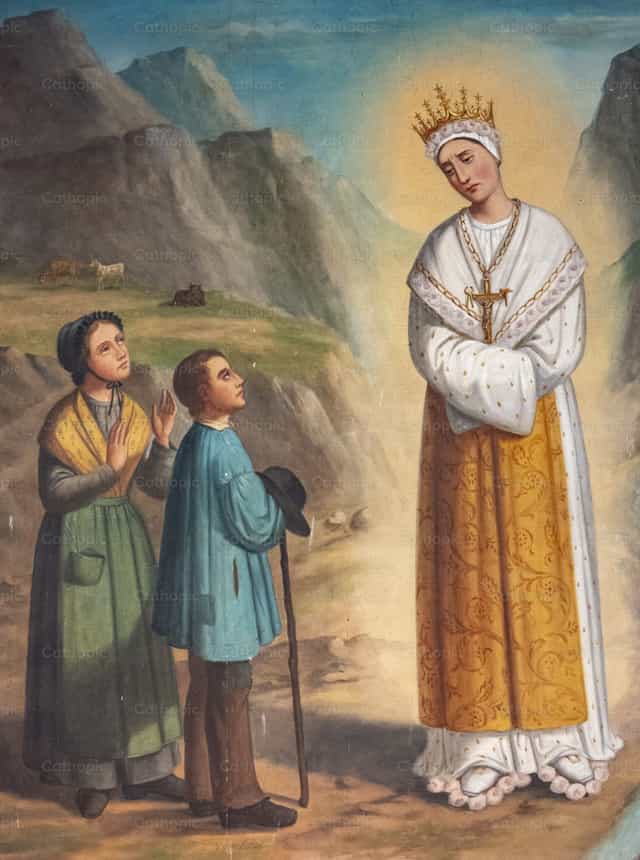 Apparition of Our Lady of La Salette to the shepherds - Catholic stock images