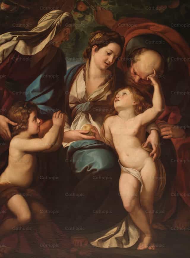 La Sainte Famille (d’après Giulia Cesare Procaccini) - Images catholiques de stock