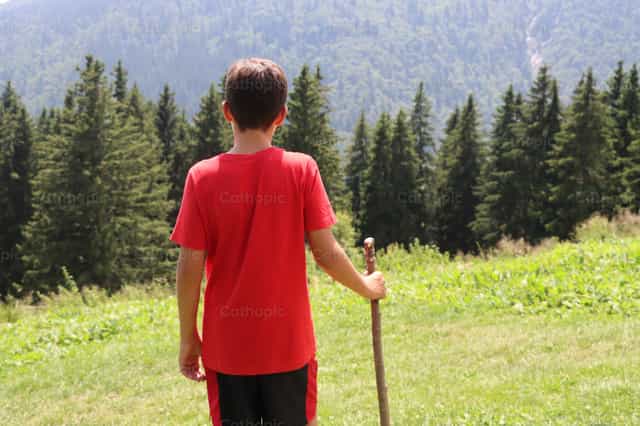 Nino en el bosque - Banco de imágenes católicas - Fotografía por Saul Ibarra