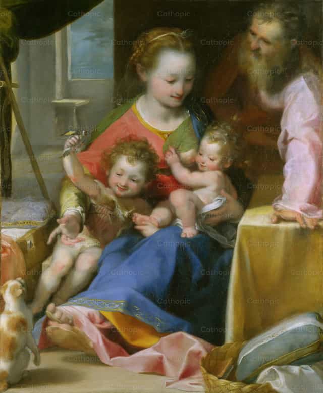 고양이를 바라보는 성모 - 가톨릭 스톡 이미지 - 사진 제공 Restored Christian Art
