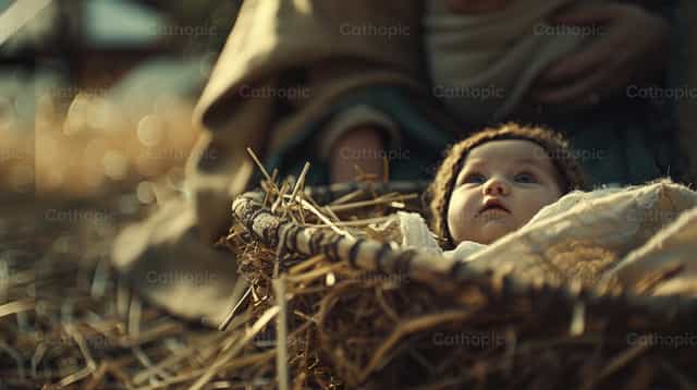 Sanggol na Hesus sa sabsaban - Mga Catholic stock image