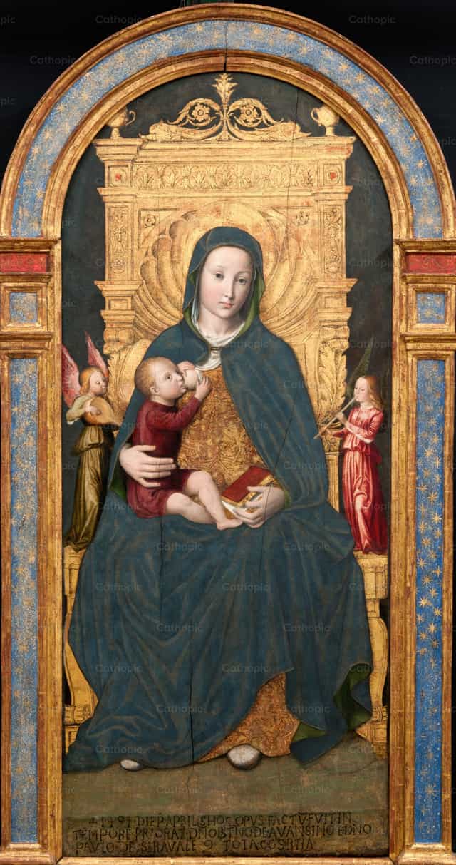 La Madone en trône - Images catholiques de stock