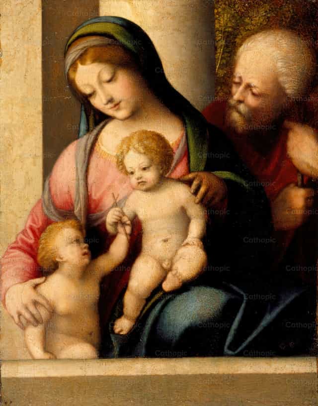 아기 성 요한과 함께한 성가정 - 가톨릭 스톡 이미지 - 사진 제공 Restored Christian Art
