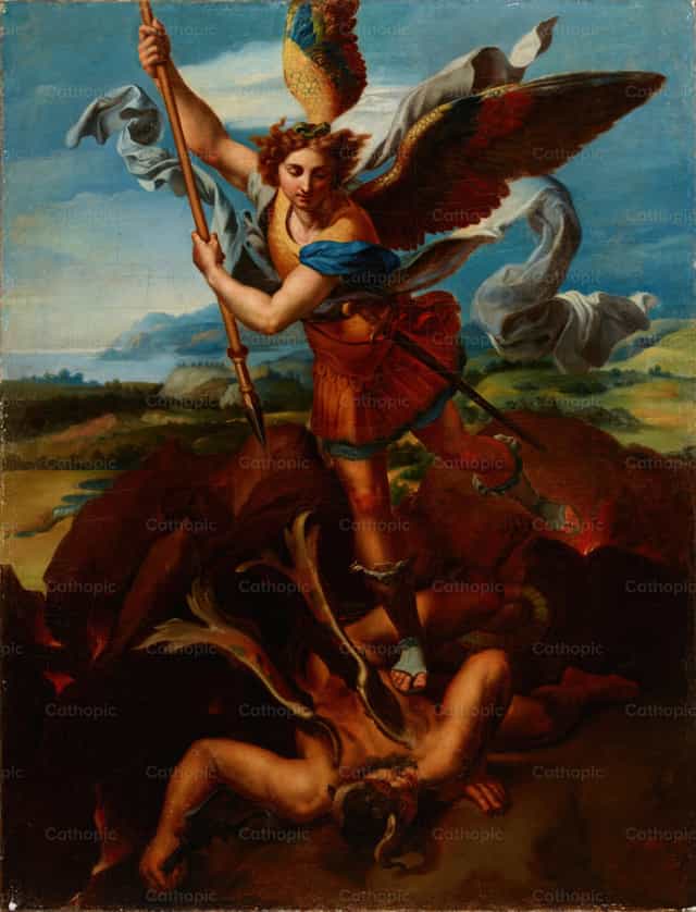 성 미카엘 대천사, 사탄을 물리치다 - 가톨릭 스톡 이미지 - 사진 제공 Restored Christian Art