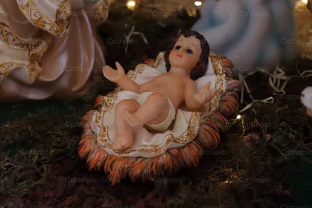 Hesus sa sabsaban - Mga Catholic stock image