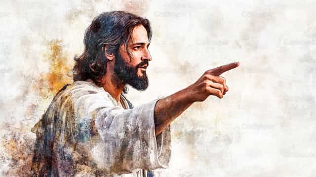 Jésus montre le chemin - Images catholiques de stock - Photo de Carolina BR