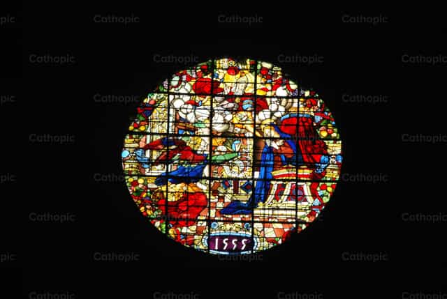 Glas-in-lood van de Boodschap - Katholieke stockfoto's