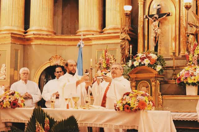 Consecration of the Host, Basilica of Lujan - Catholic stock images
