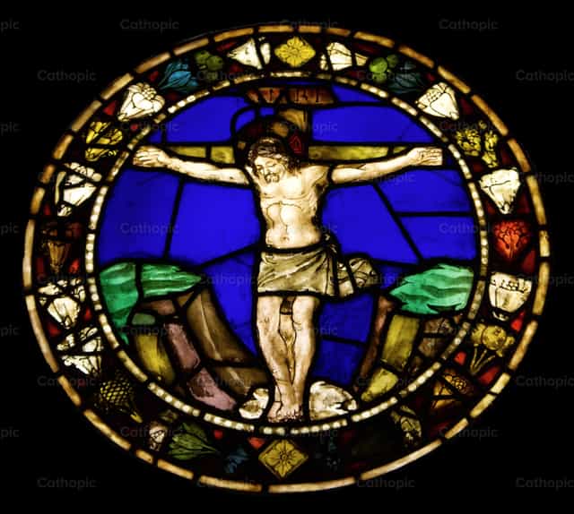 Calvary Stained Glass - Catholic stock images
