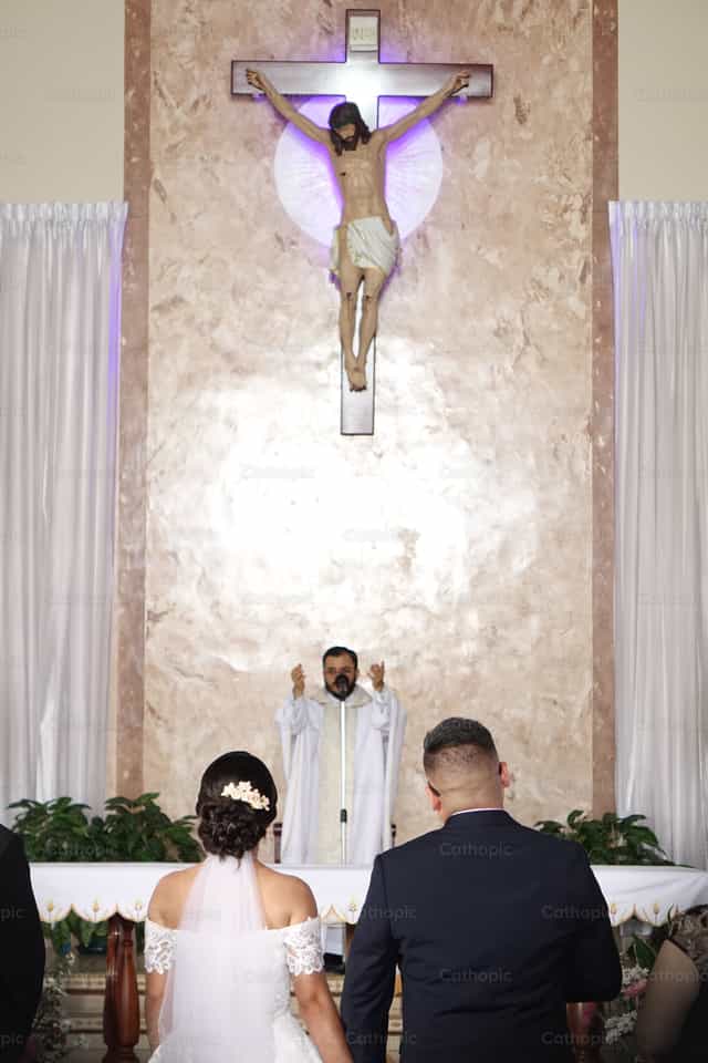 Jesus und der Bräutigam und die Braut - Katholische Stockfotos