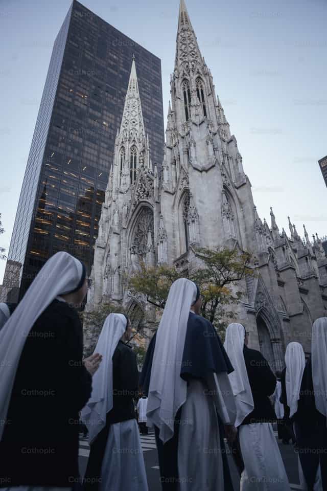 Sisters of Life in the Eucharistic Procession - Catholic stock images - Photo by Coffee With Damian