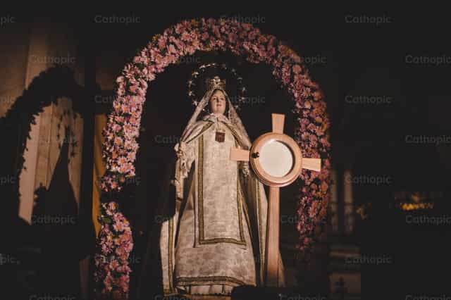 Encontro com a Mãe e com Cristo - Imagens católicas de stock
