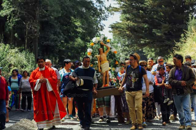 Saint Sebastian Manhue Pilgrimage - Catholic stock images