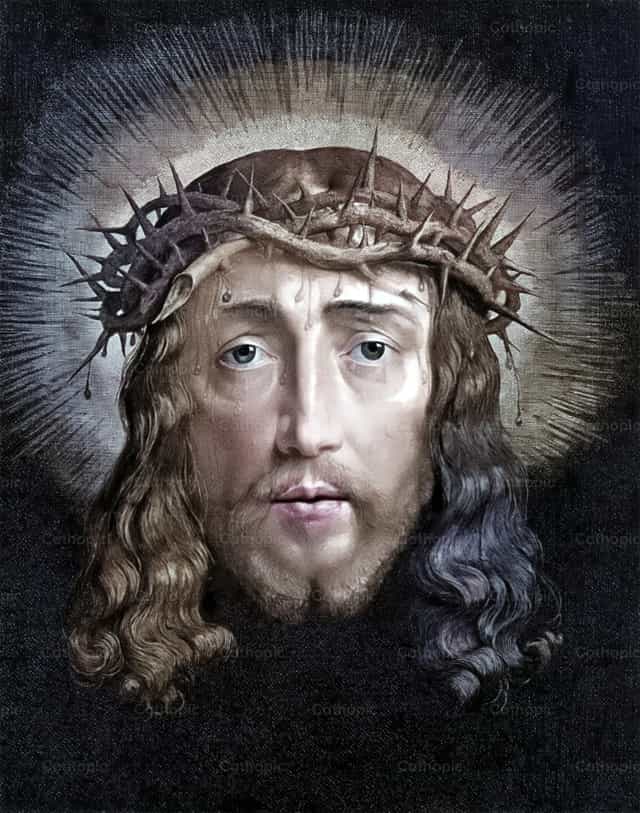 Ukitan ng Banal na Mukha ni Kristo na may koronang tinik - Mga Catholic stock image