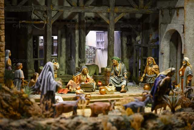 Bethlehem Portal: Jose, Maria at Sanggol na Hesus - Mga Catholic stock image - Larawan ni Julián Iglesias