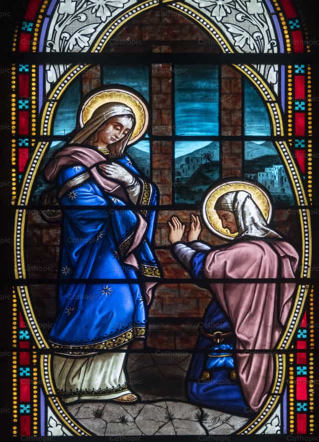 La Visitación de María a su prima Isabel, que estaba embarazada - Banco de imágenes católicas - Fotografía por Joan Sutter