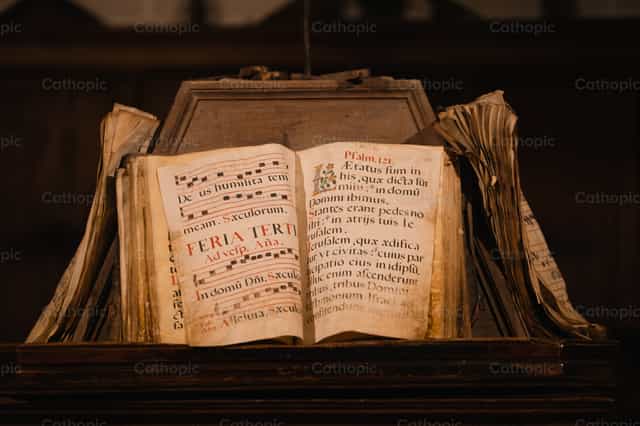 Psalter at Santa Maria la Mayor de Bolea - Catholic stock images