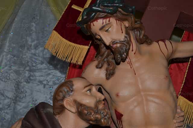 Imagem de São Francisco de Assis e Jesus - Imagens católicas de stock