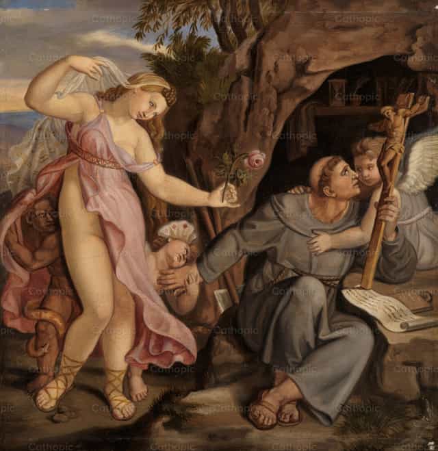 La tentazione di sant'Antonio - Immagini stock cattoliche