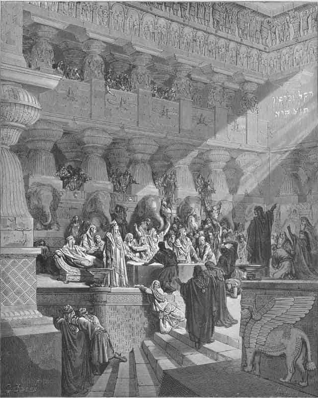 Daniel interprète l’écriture sur le mur - Images catholiques de stock