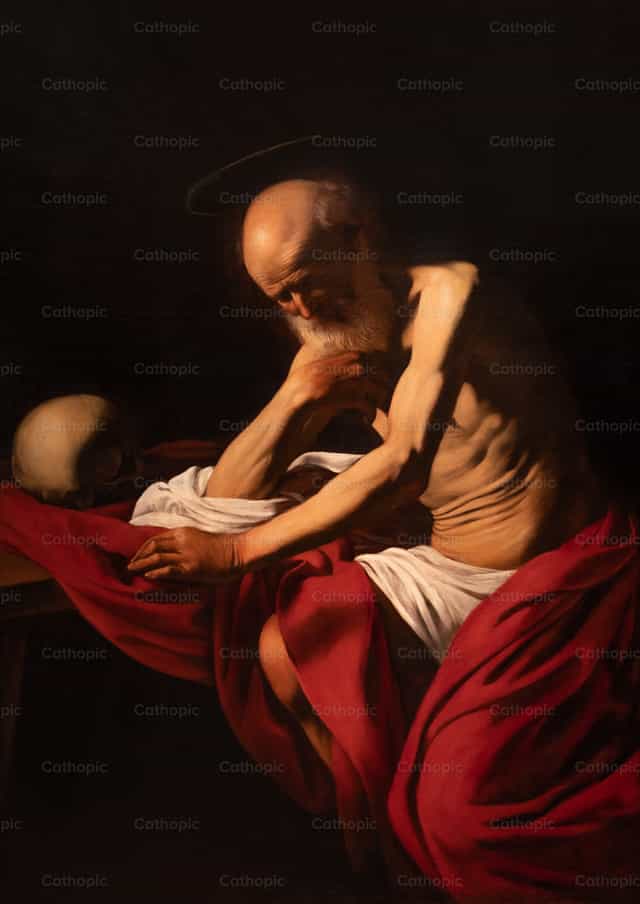 Berouwvolle heilige Hiëronymus - Katholieke stockfoto's