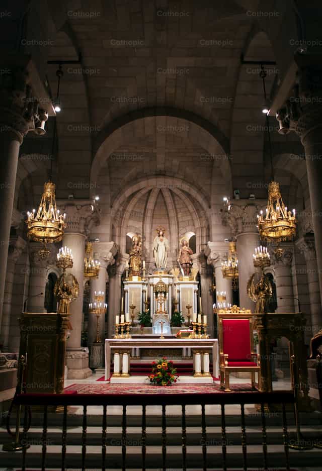 Altar of the Almudena Cathedral crypt - Catholic stock images