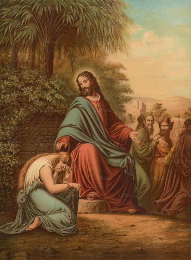 基督与行淫的妇人 - 天主教图库图片 - 摄影： Restored Christian Art