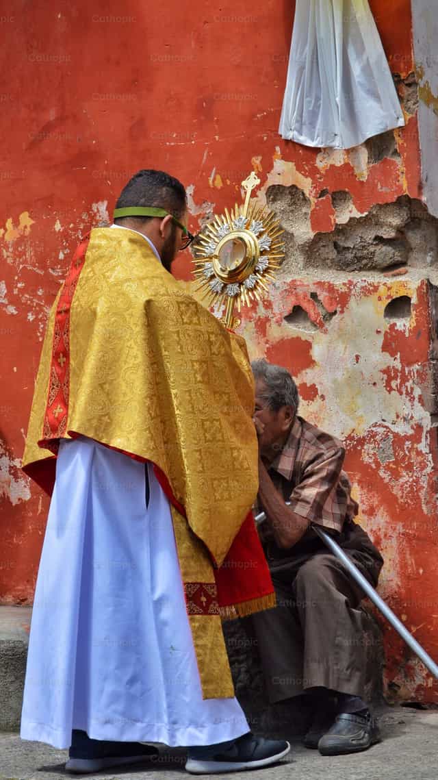 Jesus kam für die Bedürftigen - Katholische Stockfotos