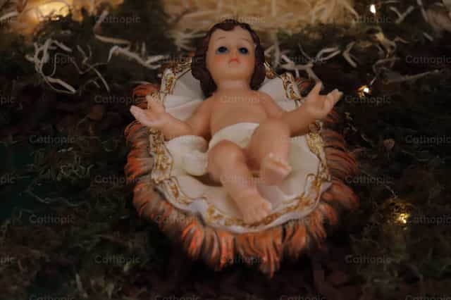 Hesus sa sabsaban - Mga Catholic stock image