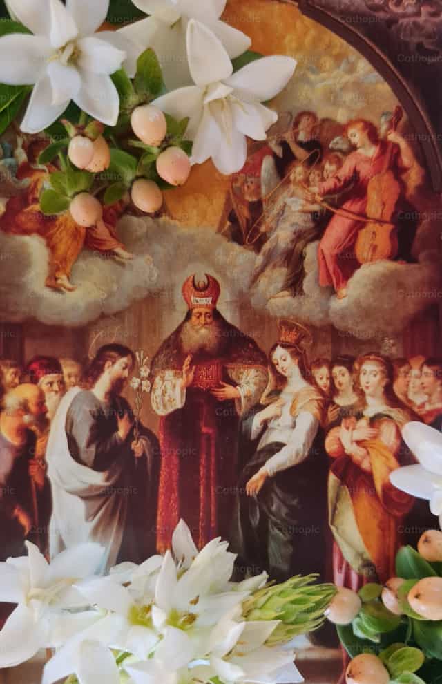 Ang pakikipagkasundo ng Birheng Maria at ni San Jose - Mga Catholic stock image