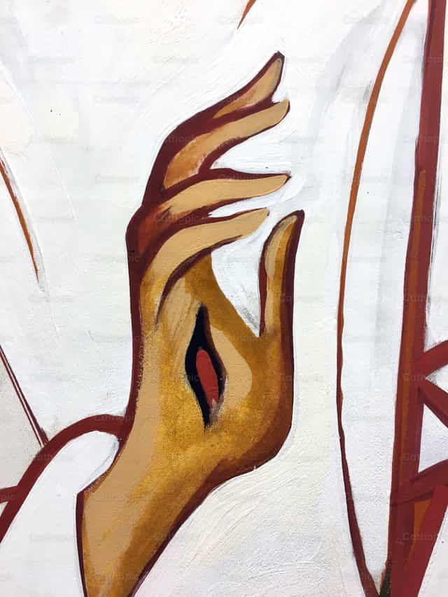 Mano di Gesù Cristo con la ferita aperta - Immagini stock cattoliche - Foto di J. Quasten