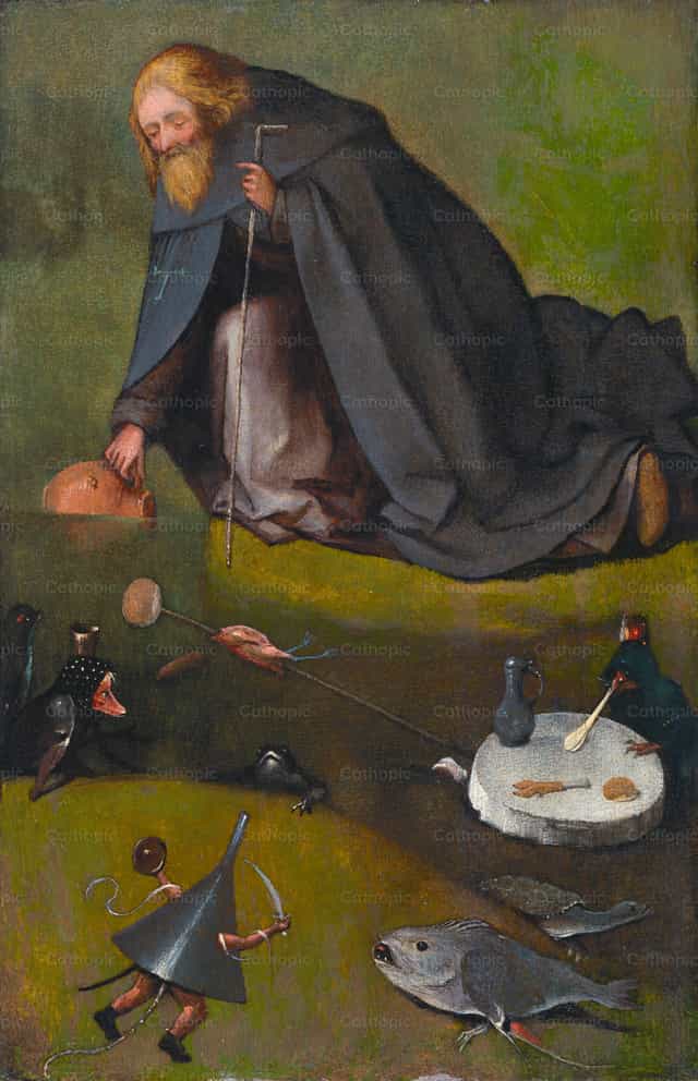 De verzoeking van Sint-Antonius - Katholieke stockfoto's