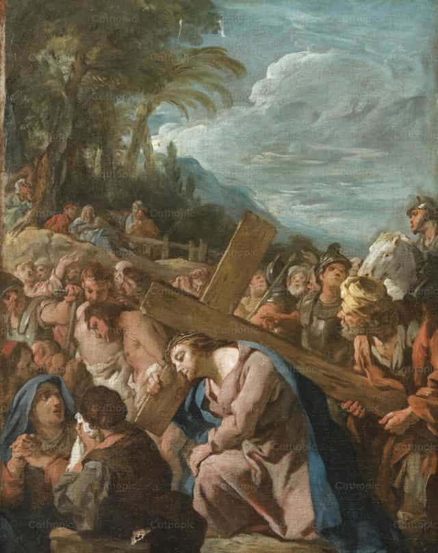 Ang Pagpapasan ng Krus - Mga Catholic stock image