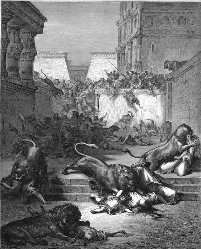 Ang mga Banyagang Bansa ay Pinatay ng mga Leon sa Samaria - Mga Catholic stock image - Larawan ni Restored Christian Art