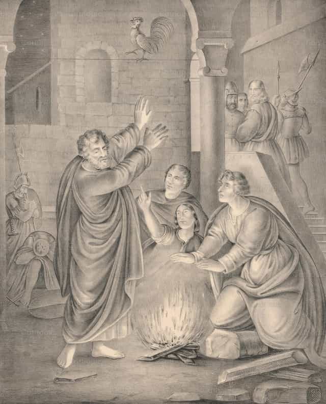 Petrus verloochent Jezus - Katholieke stockfoto's - Foto door Restored Christian Art